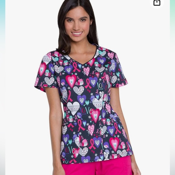 Dickies women’s medium breast cancer scrub top - Picture 1 of 5